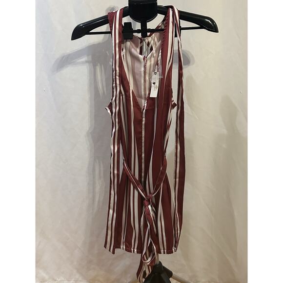 NWT Anthropologie Red/White Silky Pajama Romper size S - Picture 1 of 7